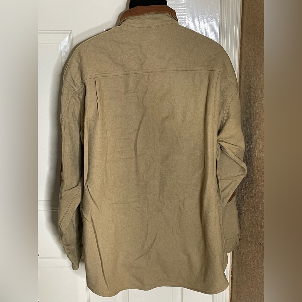 Vintage Woolrich Men's Button Down Wool Shirt Brown XL Elbow Patches‌ - Picture 5 of 10